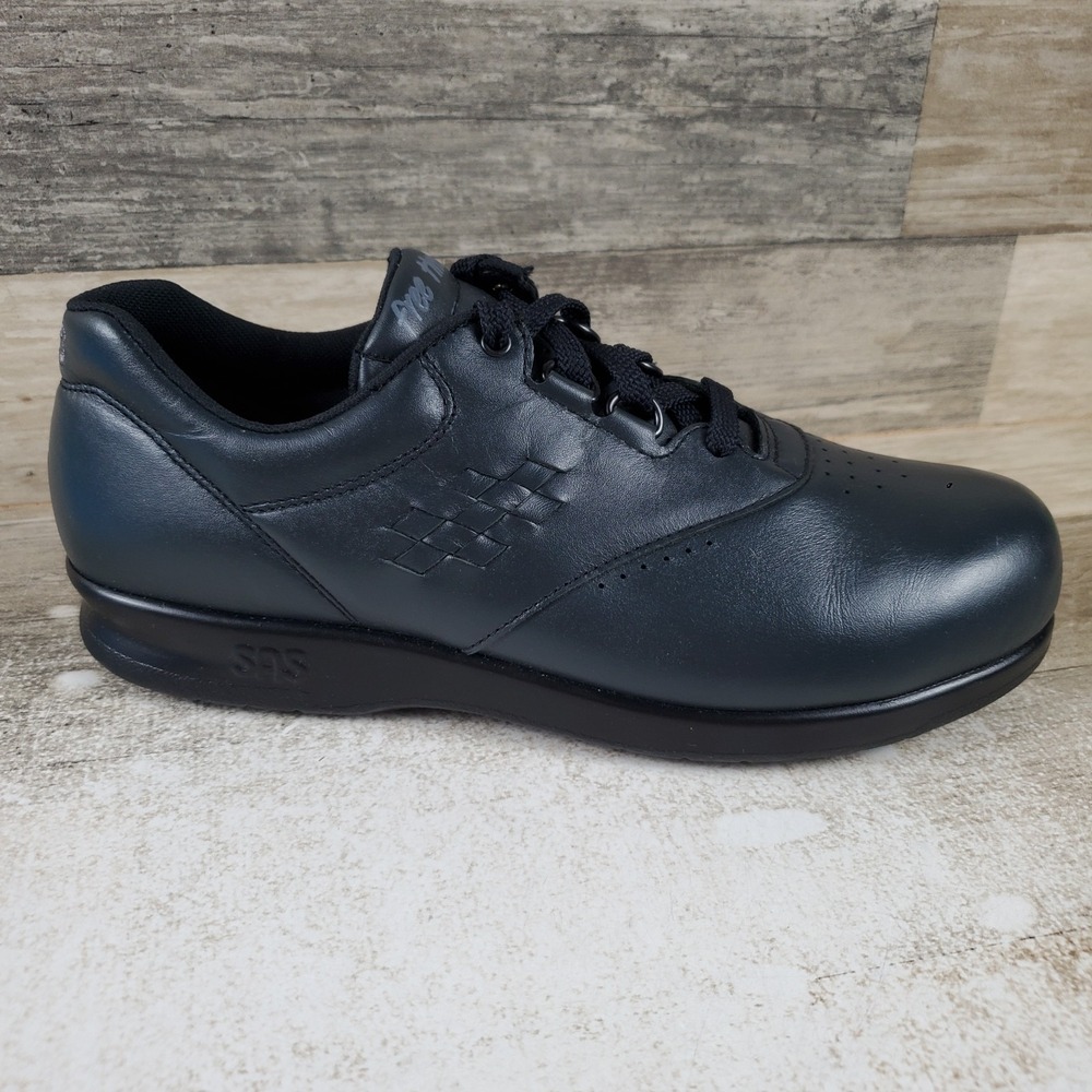 SAS Free Time Womens Walking Shoe Sz 8.5 N Black Leather Comfort Lace-Up Sneaker